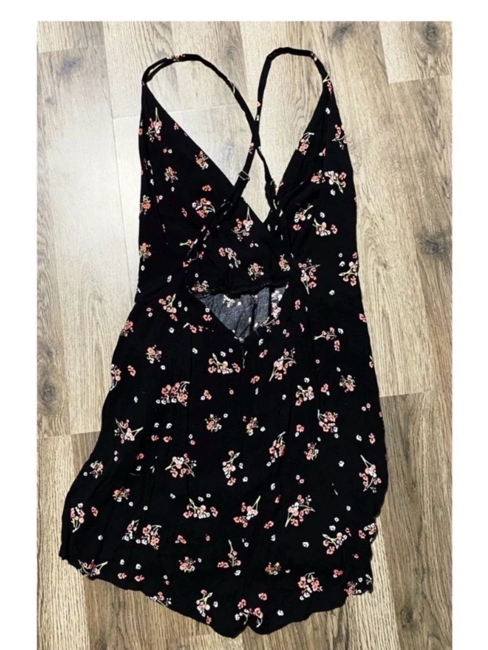 FREE PEOPLE Black Floral Print Romper Dress Size 6!